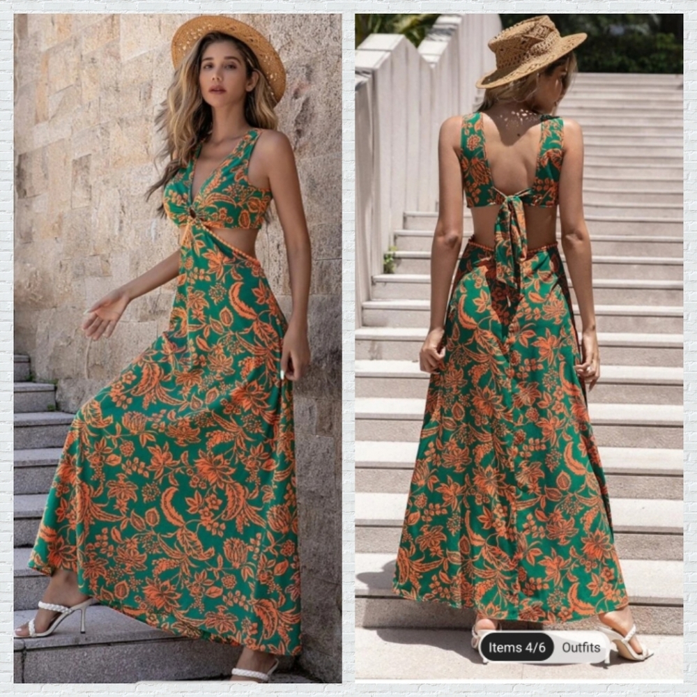 SHEIN Floral Print Maxi Dress